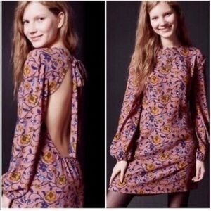 For Love & Lemons Floral vine wine tasting Long Sleeve mini Dress S